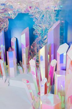 an abstract photo of colorful buildings and ice crystals