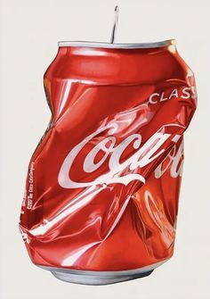 a close up of a can of coca - cola on a white background with clippings