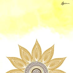 a yellow and white background with a sunflower