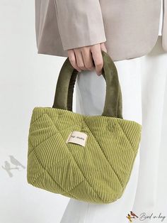 Bird in Bag - Unique Rhombic Checked Contrast Color Handbag, Stylish Tote Bag for Autumn Green Portable Shoulder Bag Satchel, Green Portable Shoulder Satchel, Portable Green Box Bag For Everyday Use, Green Rectangular Bag, Green Large Capacity Pouch Bag, Green Handheld Bucket Bag With Large Capacity, Large Capacity Green Pouch Bag, Portable Green Rectangular Bag, Green Handheld Shopping Bag