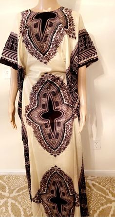 baati dress Festive Printed Dress For Vacation, Beige Printed Maxi Dress, Festive Printed Vacation Dresses, Elegant Printed Dresses For Festive Occasions, Elegant Printed Dresses For Festive Season, Printed Free Size Maxi Dress With Short Sleeves, Brown Casual Free Size Dress, Casual Brown Free Size Dress, Long Printed Dress For Festivals