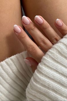 French Tip Dip Powder Nails Powder Nail Ideas, French Manicure Nails, Casual Nails, Classic Nails, Oval Nails, Dip Powder Nails