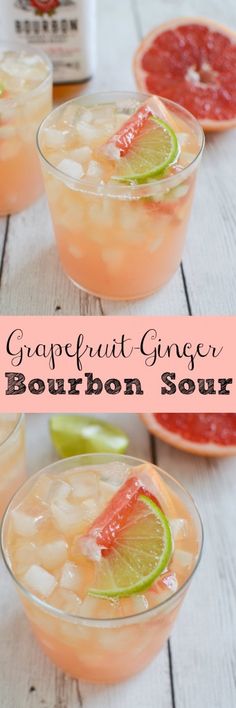 grapefruit ginger bourbon sour recipe in small glasses