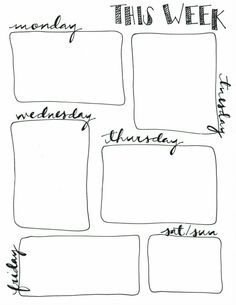 this week planner with the words monday, wednesday, and sunday written in cursive writing