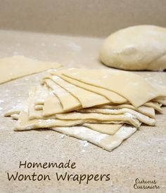 a pile of uncooked dough sitting on top of a counter