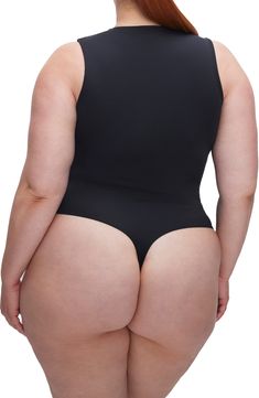 Love to layer in this shapely tank bodysuit made from a stretchy, sculpting scuba fabric with a wide straps and a deep V-neckline. Deep V-neck Sleeveless 80% nylon, 20% elastane Machine wash, tumble dry Imported Black Owned/Founded Plus Size Sketch Reference, Slim Chubby Body Reference, Torso Poses, Plus Size Body Shapes, Body Positive Photography, Emma Grede, Tank Top Bodysuit, Scuba Knit, Tank Bodysuit