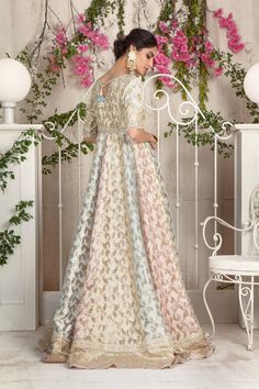 Luxe Pret | Casual Pret | Wedding Wears | Pakistani Designer Outfits – HaniyaJibran Pakistani Formal Dresses, Designer Outfit, Applique Work, Frock Fashion, Pure Chiffon, Floor Length Gown, Pakistani Designers, Pastel Hues, Pakistani Wedding