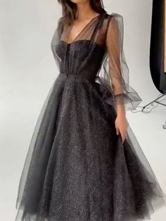 Long Sleeve Tulle Gala Dress, Long Sleeve Tulle Dress For Gala, Evening Tulle Dress With Sheer Bodice, Evening Dress With Sheer Bodice And Tulle, Evening Sheer Bodice Tulle Dress, Sheer Formal Dress For Party Season, Formal Sheer Dress For Party Season, Prom Dresses With Sheer Sleeves For Evening, Evening Prom Dress With Sheer Sleeves