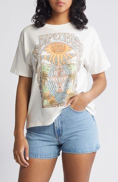 A groovy, vintage-inspired logo graphic adorns the front of this relaxed T-shirt made from soft cotton. Crewneck Short sleeves 100% cotton Machine wash, line dry Imported Perfume Gift Sets, Perfume Gift, Fragrance Gift, Beauty Services, Fragrance Gift Set, Beauty Sale, Rip Curl, Fragrance Design, Styling Tools