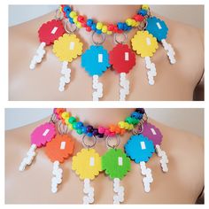 These kandi necklaces are made with pony beads and balloon charms. One size fits all. This Item adjust up to 17 Inches.  This Item is made to order. Perfect for any event! You will get lots of compliments in this unique wearable art! Stand out at your next event! Edm festival  Raves Party  Rave outfit  Festival outfit Pride Handmade Multicolor Rave Necklaces, Decora Clothes, Kandi Necklaces, Scenecore Kandi, Kandi Choker, Christmas Shoes Diy, Rave Necklace, Clowncore Kidcore, Kid Core Outfits