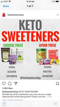 an ad for keto and sweeteners on the app store's website