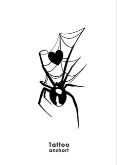 a black and white drawing of a spider with the word tattoo on it's back