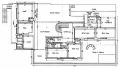 a drawing of the floor plan for a house with two floors and three levels,