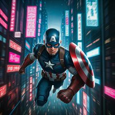 Witness the power of Captain America as he charges through the bustling streets of a futuristic city. This stunning artwork captures the iconic superhero in all his glory.
Captain America, superhero, Marvel, action, cyberpunk, artwork, digital art, fanart, neon, city, futuristic, #CaptainAmerica, #Marvel, #superhero, #fanart, #digitalart, #artwork, #cyberpunk, #neon, #city, #futuristic,#wallpaperforyourphone The First Avenger, First Avenger, Ms. Marvel