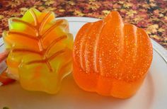 Fall days at the pumpkin patch. I remember them well. My boys always loved to go. The corn maze was their favorite. I liked the hayrides to the pumpkin patch. This is my inspiration for these two pretty soaps. The leaf is scented with Autumn Day, amber blended with soft mimosa, vanilla musk, apricot nectar, and juicy berries. The pumpkin is infused with a Spiced Pumpkin. It is a tasty pumpkin blended with fall spices, enhanced with a unique twist of amber.   This listing is for both soaps. . --* Pumpkin Spice Soap, Leaf Pumpkin, Cookie Party Favors, Pumpkin Soap, Thanksgiving Favors, Soap Wedding Favors, Holiday Soap, Pretty Soap, Pumpkin Gift