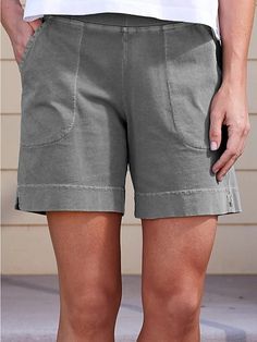 Women's Shorts Bermuda shorts Faux Linen Pocket Split Mid Waist Short Black Summer 2024 - $21.99 Polyester Pants, Casual Summer Shorts, Shorts Casual, Summer Style Casual, Loose Shorts, Summer Fabrics, Type Of Pants, Linen Shorts, Straight Pants