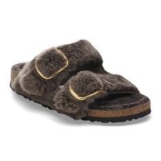 Plush it up. Oh-so-fluffy teddy shearling and oversized statement buckles transform the Arizona's iconic two-strap design into the season's be-seen style. Teddy shearling even pads the footbed lining for the ultimate cozy finish. Complete with classic BIRKENSTOCK design elements like a contoured cork-latex footbed that shapes to you with wear. Contoured cork-latex footbed creates custom support with wear Plush teddy shearling upper Teddy shearling footbed lining helps keep you comfortable EVA sole is flexible and lightweight Two adjustable straps with oversized metal pin buckles “Made in Germany” quality stamp on footbed Fall Wedges, Birkenstock Arizona Big Buckle, Arizona Big Buckle, Swimsuit Jewelry, Two Strap Sandals, Birkenstock Women, Soft Teddy, Eva Sole, Birkenstock Arizona