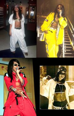 Aayliah 90s Outfits, Aaliyah Style 90s, Aaliyah Fashion, Aaliyah 90s, 1990s Fashion Trends, Bandana Fashion, Baddie Outfits For School, Tomboy Swag