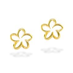 10435 - 14K Yellow Gold - Na Keiki (Children's) Floating Plumeria Earrings Floating, Yellow Gold, White Gold, Yellow, Gold