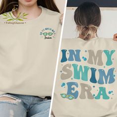 In My Swim Era Shirt, Swimmer Shirt, Swim Team Shirt, Swim Mom Shirt, Gift For Swimmers, Gift for Swimming Coach, Swim Mom Gift, Swimming Lover,  Gift For Her, Trendy Shirt. Hi there! Thank you so much for visiting our shop and checking out our finest t-shirt designs. In order to provide you best service, we are using the quality materials and beautiful designs.  * Note - We have t-shirts, sweatshirts, and hoodies in a listing. - Please check size chart before order to ensure you receive the fit Swim Team Shirts Design High Schools, Swim Tshirt Designs, Cute Swim Team Shirts, Swimmer Shirts Swim Quotes, Swim Coach Gifts