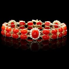 Coral Jewelry Set, Yellow Gold Bangle, Gold Face, Bead Bangles, Coral Jewelry, Gold Diamond Jewelry, Pretty Bracelets, Diy Clay Crafts, Unique Jewelry Designs