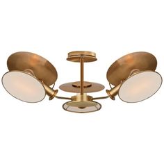 three light brass ceiling fixture with white glass shades