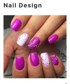 Fuschia Nails With Design, Fuscia Nails Design, Fuchsia Nails Design, Magenta Pink Nails, Magenta Nails Design, Magenta Nails, Crazy Nail Designs