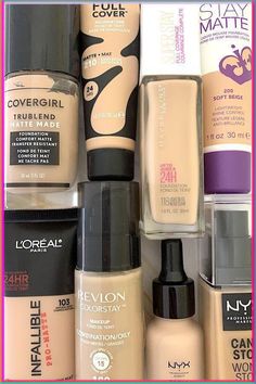 The drugstore is a great place to find affordable matte full coverage makeup/foundation for oily skin.  I put these eight foundations to work on my hyperpigmentation, discoloration, and combination/oily skin and I was impressed with the results. #makeup #foundation #drugstoremakeup Full Coverage Drugstore Foundation, Best Foundation For Combination Skin, Foundations For Oily Skin, Best Foundation For Oily Skin, Full Coverage Makeup, Foundation For Oily Skin, Foundation Tips, Makeup Tip, Drugstore Foundation