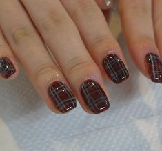 Cute Short Nails Fall, Short Nail Polish Ideas, Gel Nails Ideas Fall, Tartan Nails, Nails Now