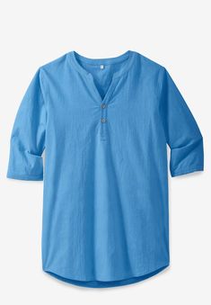 Let the summer vibes settle in with this Gauze Mandarin Collar Shirt. Made from breathable cotton gauze, you're sure to dry quickly and stay cool all Mandarin Collar Shirt, Linen Gauze, Swimsuits For All, Azure Blue, Collar Shirt, Big And Tall, Stay Cool, Mandarin Collar, Three Quarter Sleeves