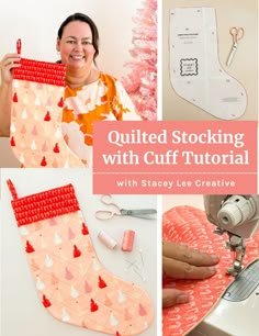 Quilted Christmas Stocking Tutorial with Free Template! - Large Stocking Pattern Free Templates, How To Sew Christmas Stocking, Stocking Sewing Pattern Free, Quilted Stocking Pattern, Fair Isle Quilt Pattern, Quilted Christmas Stockings Ideas, Diy Quilted Christmas Stocking, Quilted Christmas Stocking Pattern, Sewing Christmas Projects