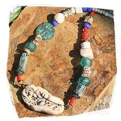 colors to love  necklace by rocksandpaperswans on Etsy, $80.00 Ocean Treasures, Assemblage Necklace, Wrap Necklace, Wrap Necklaces, Statement Art, Roman Glass, Art To Wear, Bohemian Necklace, Necklace Statement