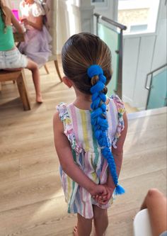 Fun braid idea for girls Unicorn Braids Black Women, Purple Braided Ponytail, Blue Festival Braids, Dragon Braid Pigtails Tutorial, Girls Bubble Braid Pigtails