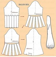 the front and back view of a blouse pattern, with instructions to cut it out