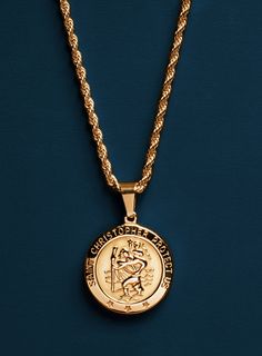 Saint Christopher Necklace 5 Way Set - Men's Necklace - Gold St Christopher medal with round box and rope chain for a layering effect. FIVE ways to wear this set: 1) Just the rope chain 2) Just the box chain 3) St. Christopher medal on rope chain 3) St. Christopher medal on round box chain 3) St. Christopher medal on round box chain and rope chain with no pendant for a layering effect. Bought Separately: St. Christopher Medal on Round Box Chain: $44 3mm Rope Chain: $36 Total: $80 BUY AS A SET $7 Saint Christopher Necklace, Men's Necklace Gold, St Christopher Necklace, St Christopher Medal, Stainless Bracelet, St Christopher, Saint Christopher, Gold Rope Chains, Men's Necklace