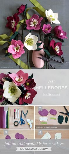 the instructions for making paper flowers are shown