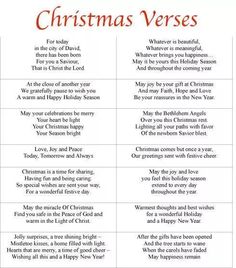 two christmas verses with red lettering on them