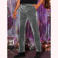 The sparkling glitter pants for men are fashionable and modern. Metallic glitter trousers can be perfectly matched with holographic tops and metallic sequin jackets to create a fashionable and eye-catching style. Metallic glitter trousers are perfect for performances, dances, parties, festivals, nightclubs and fashion events, etc. Can also be given as a gift to family or friends.