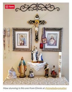 Altar Inspiration, Catholic Wall Decor, Religious Altars, Frame Wall Collage, Catholic Beliefs