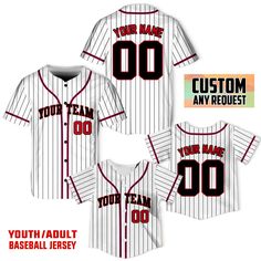 - Premium Material: Our Baseball Jerseys for women men are made from lightweight polyester, boxed flatback mesh fabric offers outstanding durability, insulation, and wrinkle resistance, which provide our customers with a great put-on experience. The elegant workmanship ensures the custom baseball jerseys fits your body excellently. - Customized Baseball Jersey: Let's create your own design with our personalized baseball jersey. Select the desired size and color, then enter the name and number. Please read the size information for choose your own size. - Suitable for any occasion: Straight-fit Baseball Jerseys are prepared with full button sown closures. Our baseball jerseys can be worn on a variety of situations, including hanging out with friends, attending athletic events, or even as cus Breathable Crew Neck Tops For College, Casual White Customizable Jersey, Customizable White Casual Baseball Jersey, Fitted Casual Baseball Jersey With Team Name, Casual Fitted Baseball Jersey With Team Name, White Breathable Crew Neck Baseball Jersey, White Fitted Baseball Jersey For College, College Fitted White Baseball Jersey, White Moisture-wicking Tops With Baseball Collar