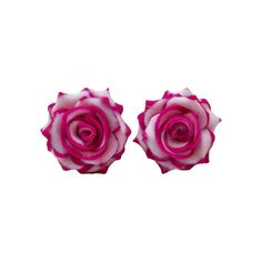 This listing is for one pair of hand sculpted fuchsia pink white tipped rose stud earrings. Each petal is blended by hand with these two clay colors for a unique style. More assorted colors available.  See below link for matching accessories.  Available for pierced and non-pierced ears. Choose titanium (hypoallergenic), 925 sterling silver or 14k gold filled posts or choose metal clip ons. -Original hand sculpted polymer clay flowers -Durable, water-resistant -No molds, no paint -No glue, studs embedded within flower -Studs/Earnuts in titanium (hypoallergenic), 925 sterling silver and 14 gold filled -Clip ons (non-pierced ears) available -Size : Choose 1cm, 1.5cm or 2cm from the drop-down box.  View all tipped rose jewelry at: https://www.etsy.com/shop/strandedtreasures/search?search_query Rose Red Flower Earrings With Rose Design, Pink Rose Flower Earrings For Gift, Rose Red Flower-shaped Earrings With Rose Design, Pink Flower Earrings With Rose Design, White Flower Earrings, White Flower Earring, Rose Stud Earrings, Gold Bond, Polymer Clay Flowers