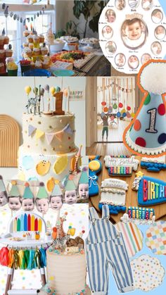 a collage of birthday pictures and decorations