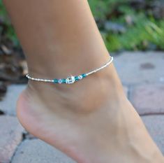 Swarovski Crystal Anklet; Personalized Stretch Anklet; Blue Zircon; Bridal; Birthstones Cristal Bracelet, Anklets Diy, Daughter Ring, Crystal Bead Jewelry, Crystal Anklet, Beaded Ankle, Ankle Jewelry, Swarovski Crystal Jewelry, Swarovski Crystal Bracelet