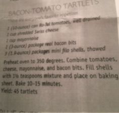 the instructions for how to make bacon - tomato tortillas are shown in black and white