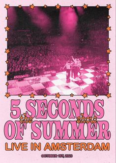 the poster for 5 seconds of summer live in amsterdam, with an image of two men playing chess