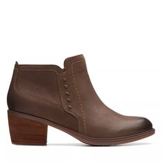 Neva Lo Dark Tan Leather ​Clarks® Shoes Official Site | Clarks Clarks Women Boots, Boots Clarks Women, Clarks Shoes Women's Boots, Tan Leather Ankle Boots, Shoe Care Kit, Tan Leather Boots, Walking Tall, Boots Accessories, Casual Dress Shoes