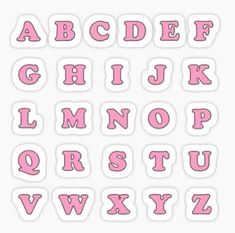 pink alphabet stickers on white background