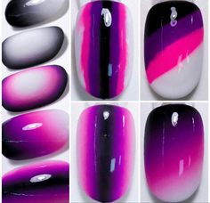 Fade Nails, Gradient Nail Design, Faded Nails, Ombre Nail Art Designs, Purple Nail Art, Nail Art Gel, Clear Nail