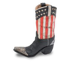 "This listing is for: * 1 Patriotic, Stars and Stripes Resin Boot, perfect addition to your 4th July Decor. Navy blue patriotic resin cowboy boot vase. 9 3/4\"H X 2 3/4\"W X 4 1/4\"D. Opening: 8\"H X 2\"W X 3\"D. or, * 1 Patriotic, Stars and Stripes Resin Boot Floral Arrangement, a perfect addition to your 4th July Decor. Complete with bouquet of silk flowers including, Sunflowers, Blue & White Daisies, Red Ranunculus, and Blue Field Flowers. 14\" in height. or, * Bouquet of Silk Patriotic F Cowboy Boot Vase, Boot Centerpiece, Red White Blue Decorations, Boot Vase, Patriotic Wedding, Patriotic Flowers, Custom Cowboy Boots, Cowboy Decorations, Unique Boots