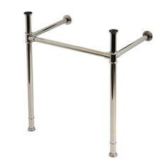 a metal rack with two poles on it's sides and one arm extended to the side